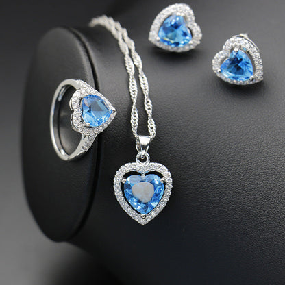 Sparkling Crystal Heart Jewelry Set