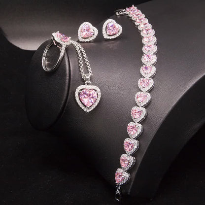 Sparkling Crystal Heart Jewelry Set