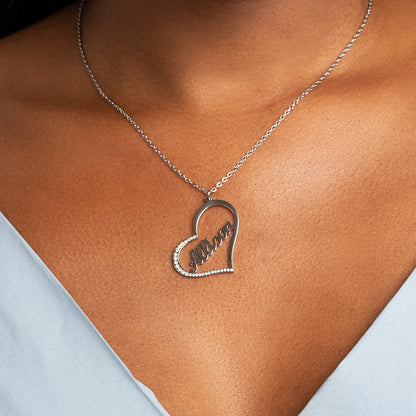 Sparkling Name In Heart Necklace