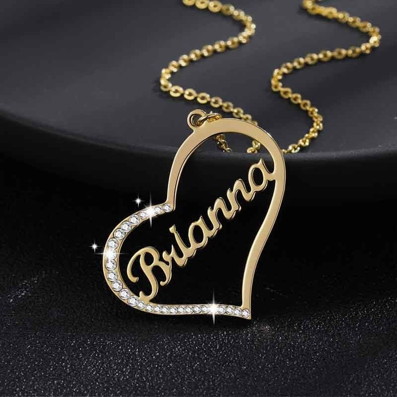 Sparkling Name In Heart Necklace