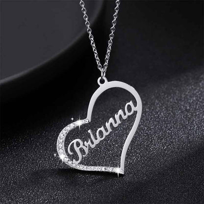 Sparkling Name In Heart Necklace