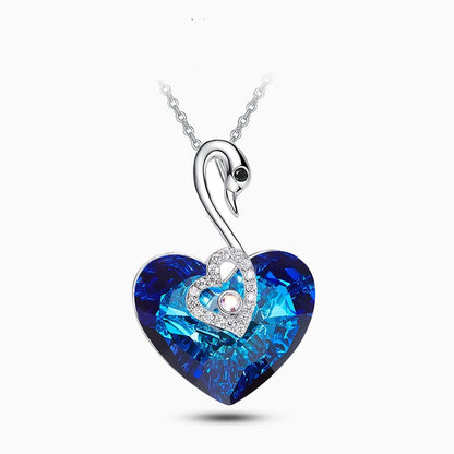 Crystal Swan Heart Necklace