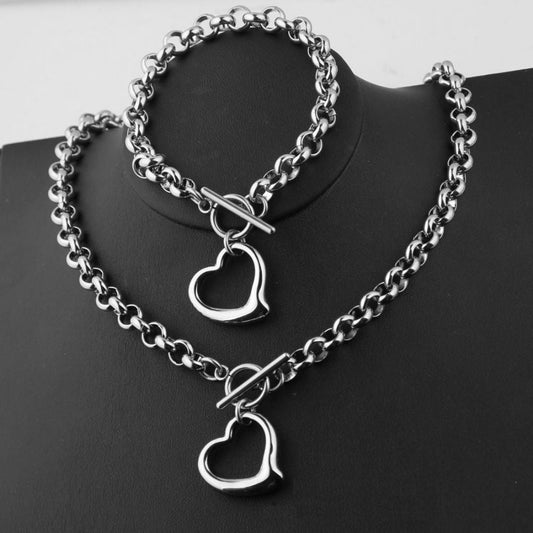 Vintage Toggle Clasp Heart Jewelry Set