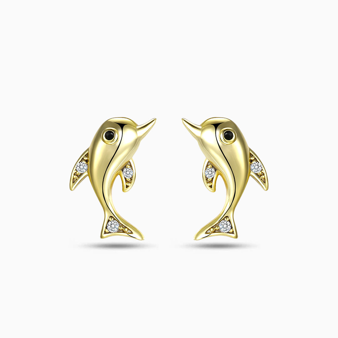 Golden Dolphin Earrings