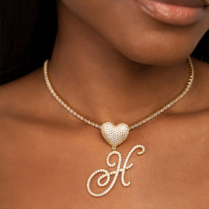 Verano Heart Initial Tennis Necklace