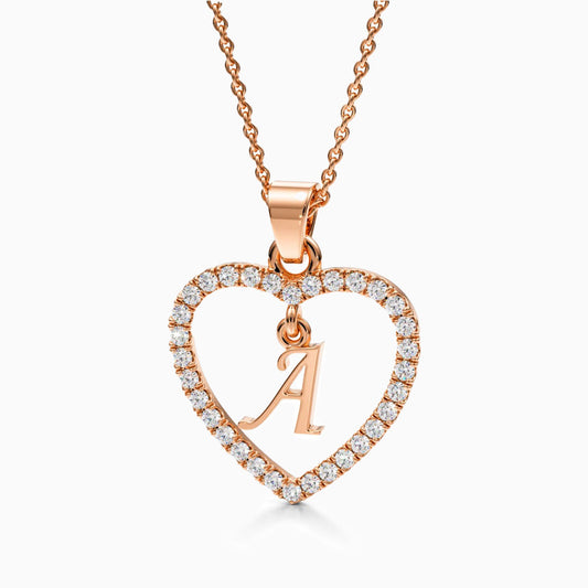 Sparkling Heart Initial Necklace