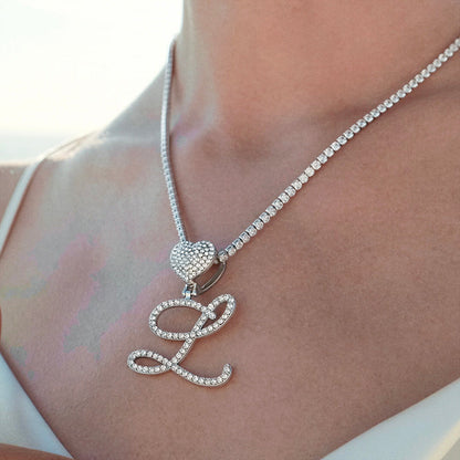 Verano Heart Initial Tennis Necklace